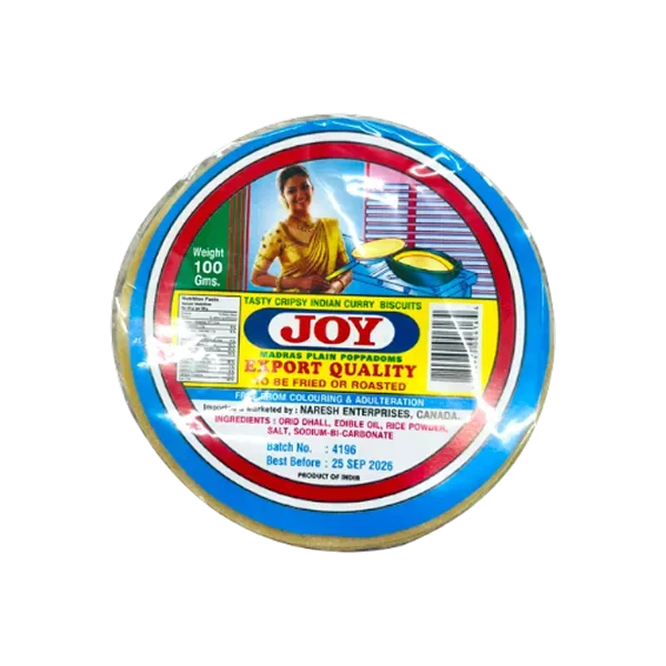 Joy Madras Plain Papad — 100gX100Pc